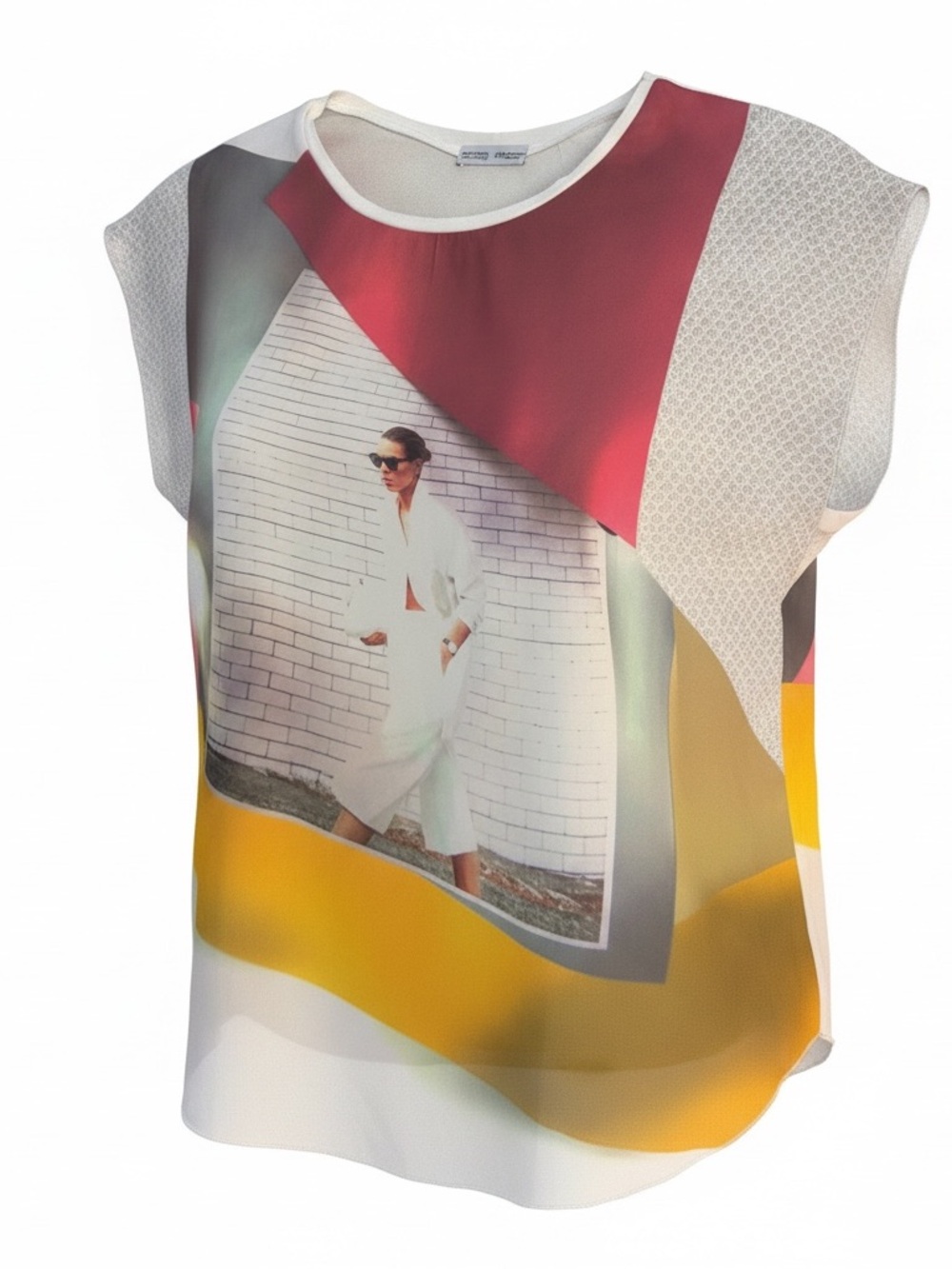 Zara Short Sleeve Graphic Tee in White, Yellow, Pink